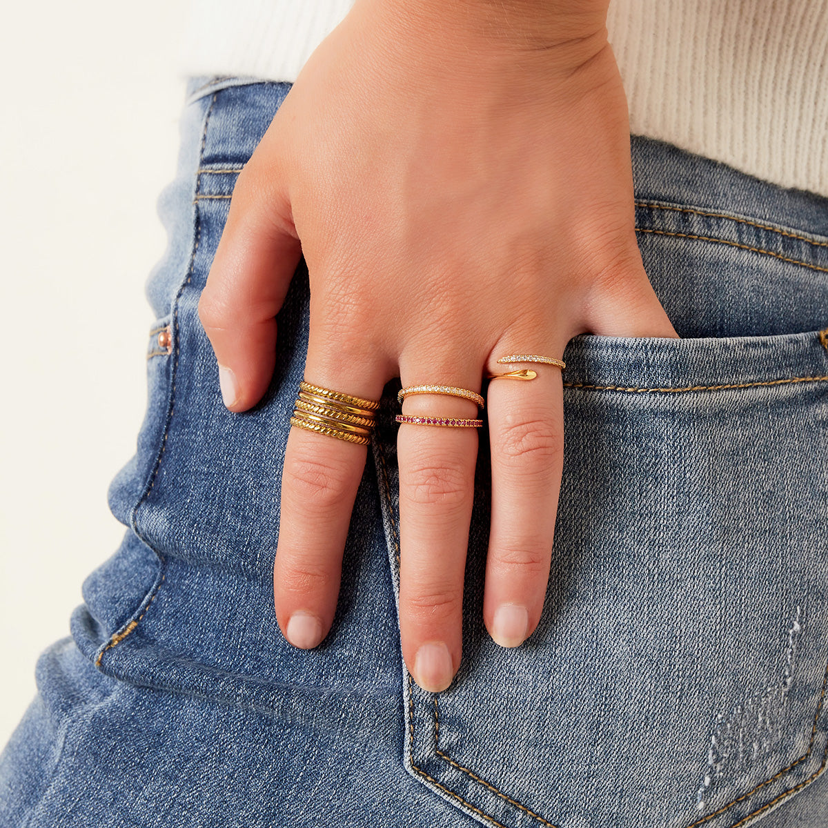 Pink stones ring - Lisebise