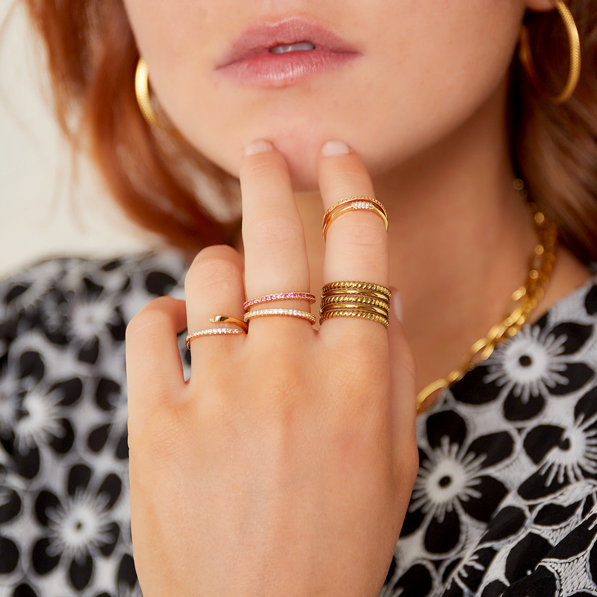 Pink stones ring - Lisebise